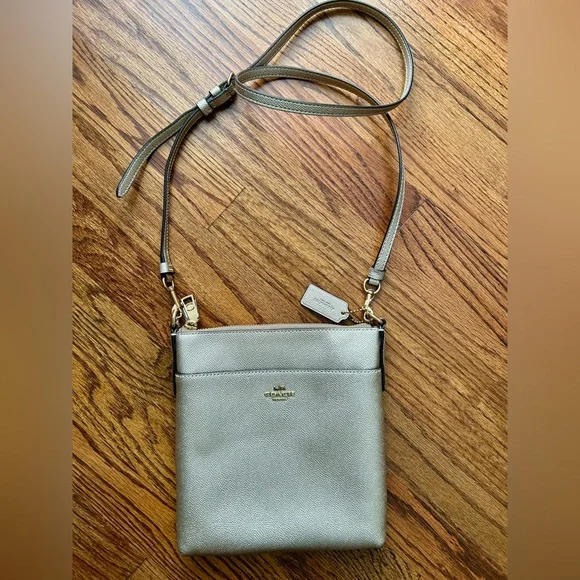 COACH Kitt Metallic Messenger Crossbody Purse - Picture 2 of 13